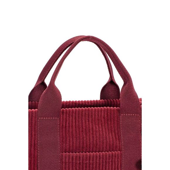 David Jones Corduroy Charm Detail Included Zipper Closure Handbag | Windsor Wine - Picture 8 of 13